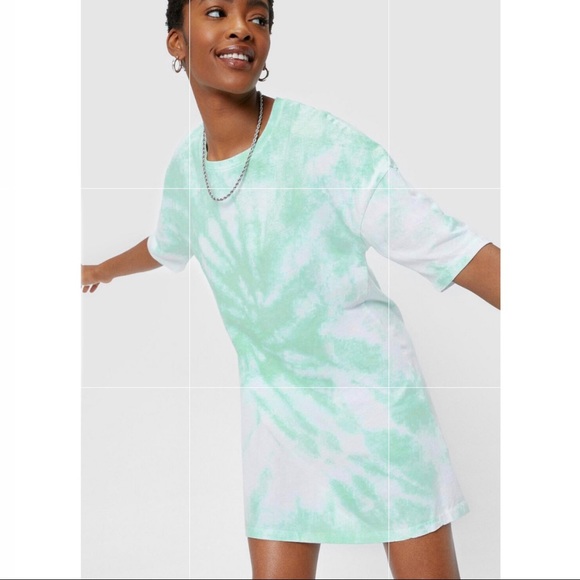 NWT Mint Green Tie Dye T-Shirt Dress - Picture 2 of 5